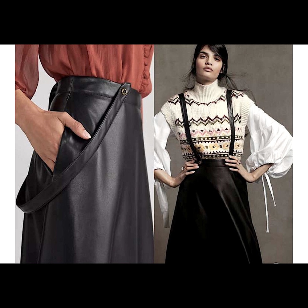 ANTHROPOLOGIE Faux Leather Pinafore Skirt